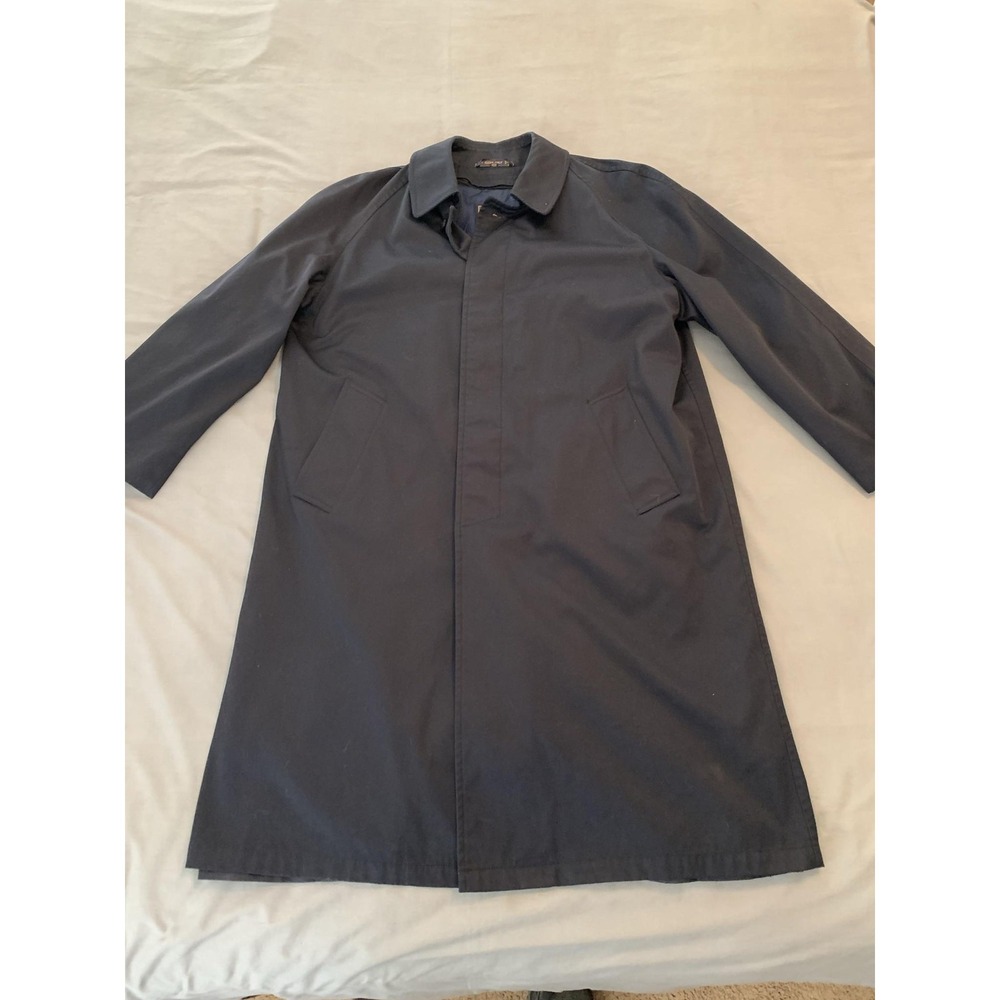 Chaps Ralph Lauren Coat Mens 40R Navy Blue Rain Water Repellent‎ Lined Overcoat